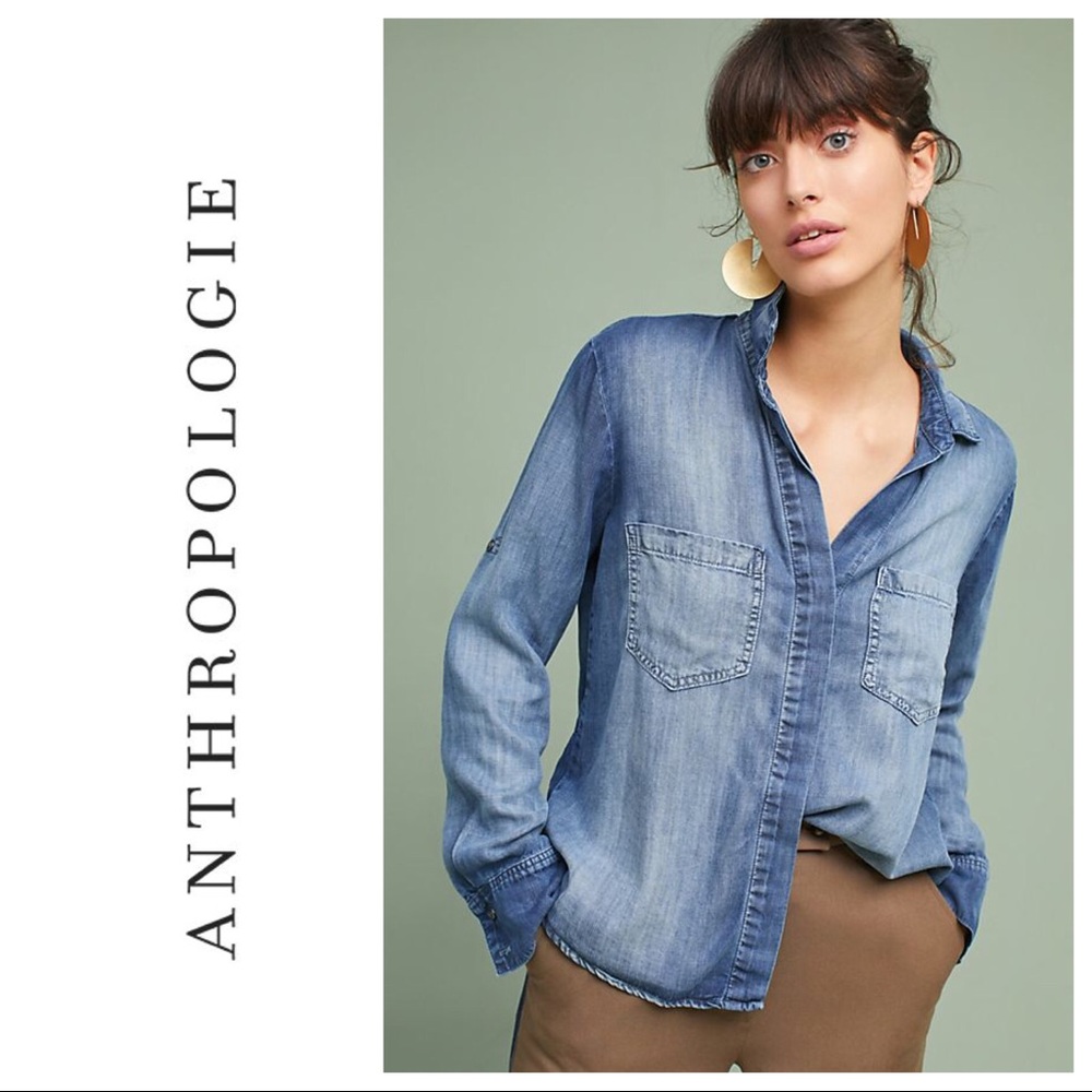 Cloth & Stone | Chambray utility button-down shirt